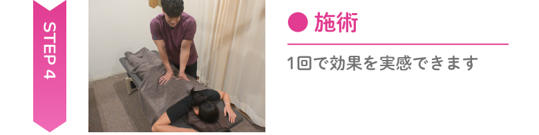 腰への施術の写真 Step4 ベッドにうつ伏せになって施術を受けている