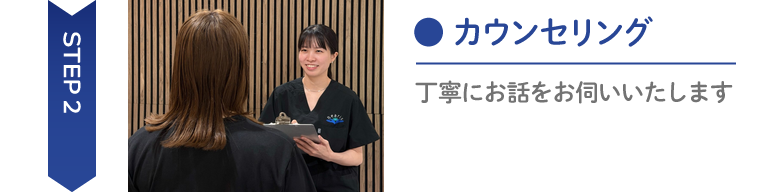 カウンセリング中 Step2カウンセリング丁寧にお話をお伺いいたします