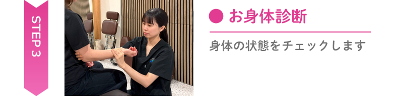 身体診断の様子 Step3 身体の状態をチェックしている場面