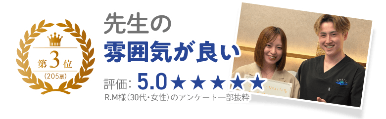 第3位。先生の雰囲気が良い